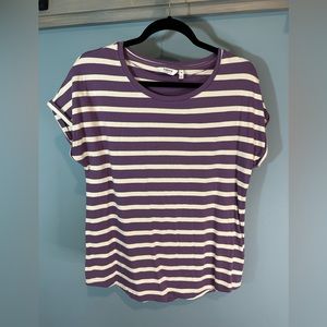 B. Young Ultrasoft Stripe Pattern T-Shirt in Purple/Cream